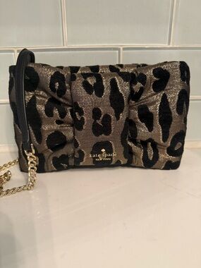 kate spade NWOT Metallic Gold and Black Leopard Bow Crossbody